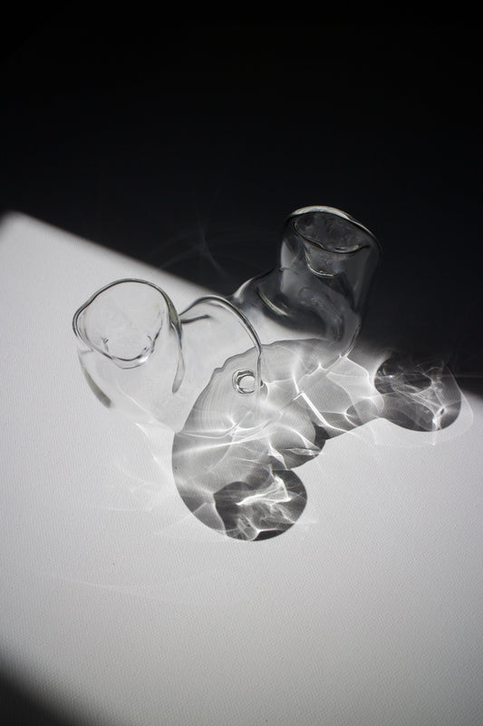 Curvy Glass Candle Holder 03 – Transparent